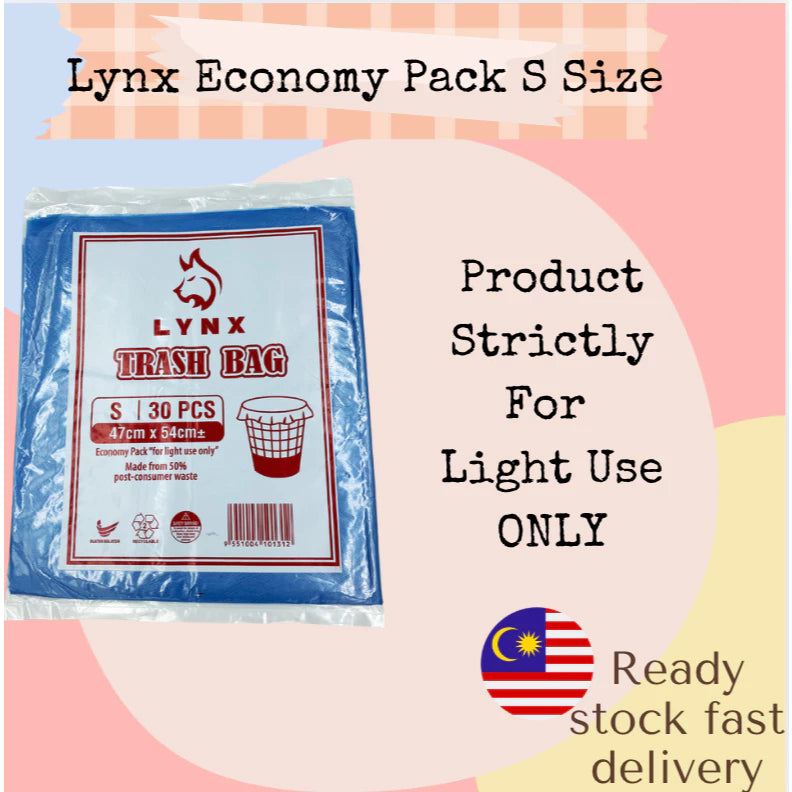 Beg Sampah Ekonomi Garbage Bag S Size 47x54cm - 30pcs (1 paket)