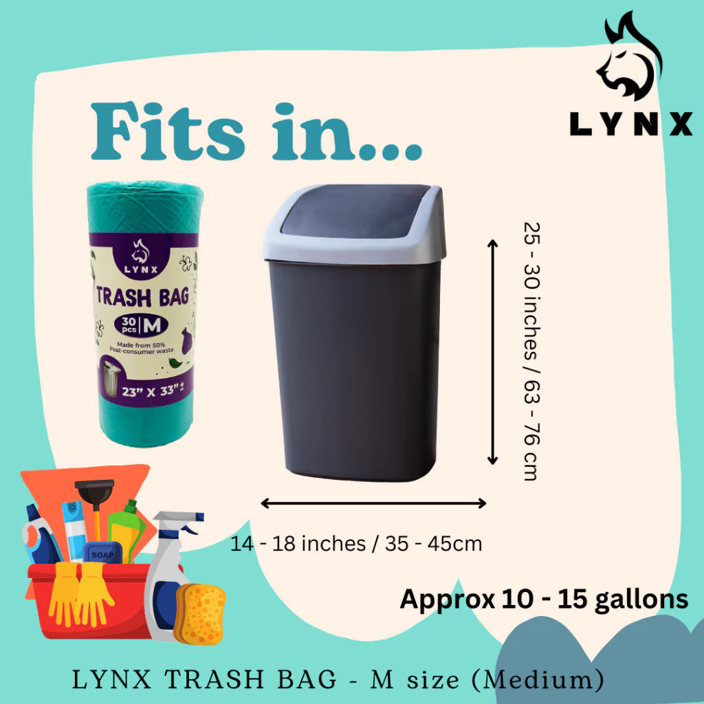 Beg Sampah Garbage Bag M Size 58x30 cm - 30 pieces (3 rolls)