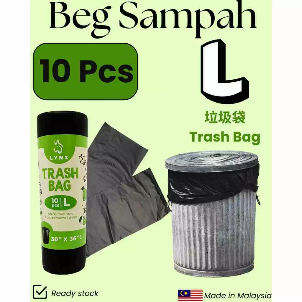 Beg Sampah Garbage Bag L Size 76x92 cm - 10 Pieces (2 rolls)